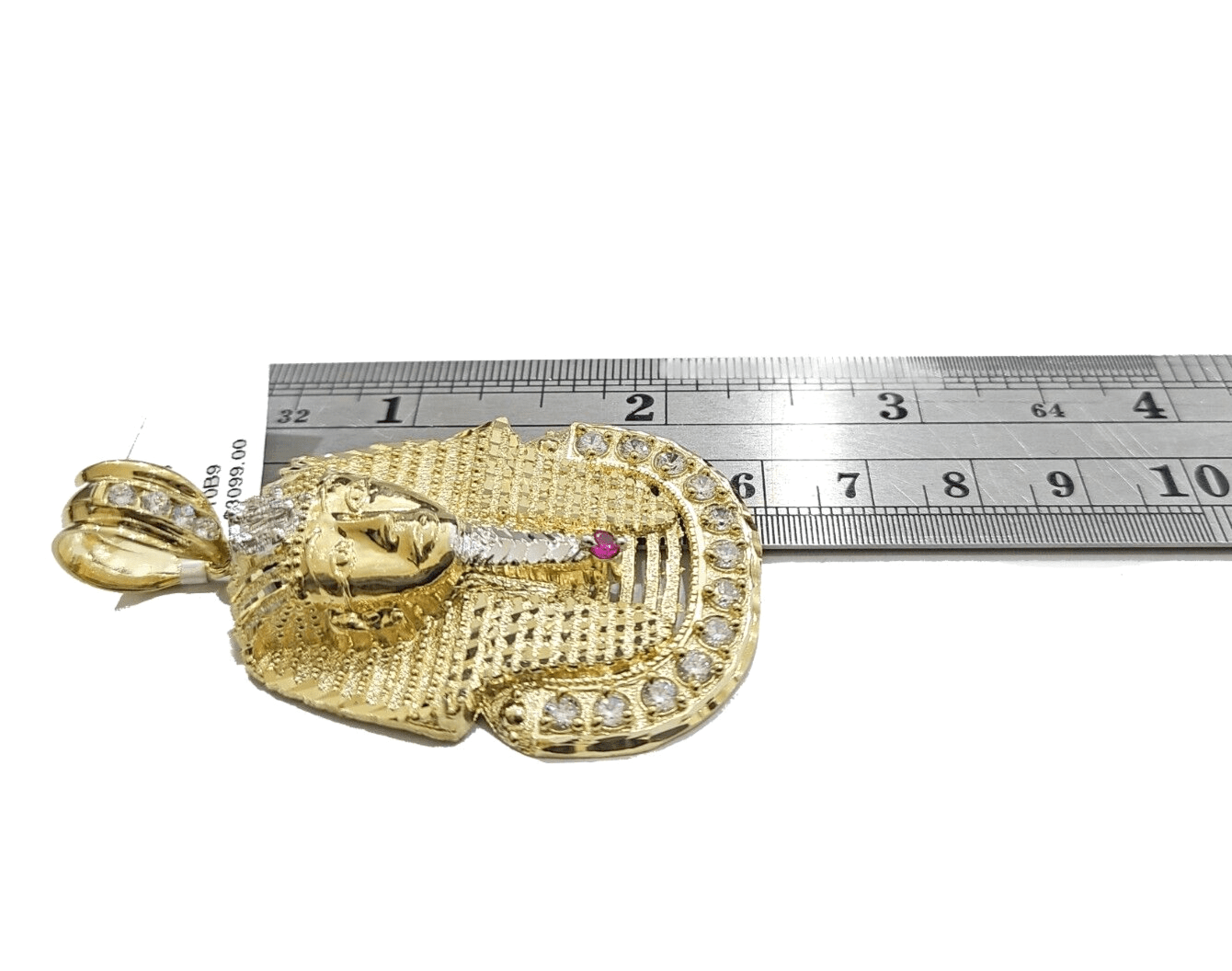 10k Gold Pharaoh Head Charm Rope Chain Necklace 8mm 24'' Set & Pendant 10kt REAL - GoldenlinQ